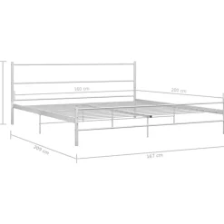 Twijfelaars-vidaXL - Tweepersoonsbed met hoofdbord - Wit - Metaal - 160x200 cm