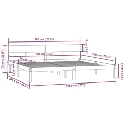 vidaXL - Tweepersoonsbed met hoofdbord - Massief grenenhout - 180x200 cm