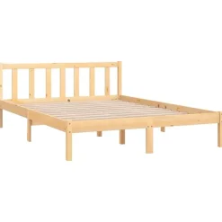 Twijfelaars-vidaXL - Tweepersoonsbed met hoofdeinde - Naturel - Grenenhout - 160x200 cm