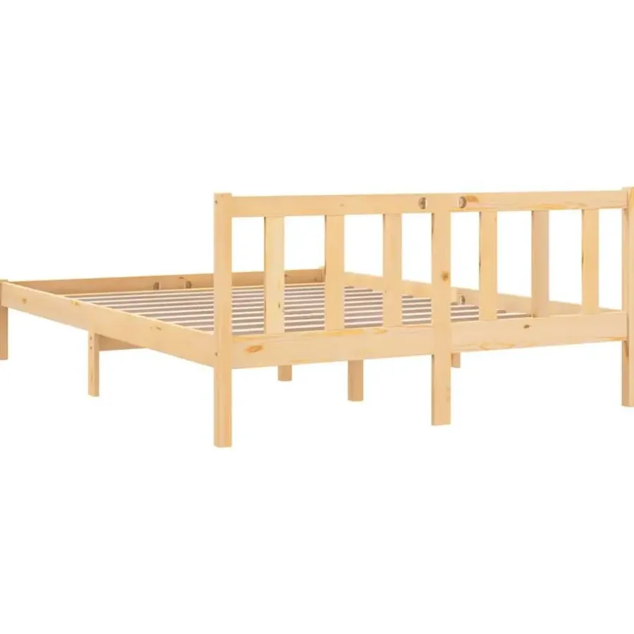 Twijfelaars-vidaXL - Tweepersoonsbed met hoofdeinde - Naturel - Grenenhout - 160x200 cm