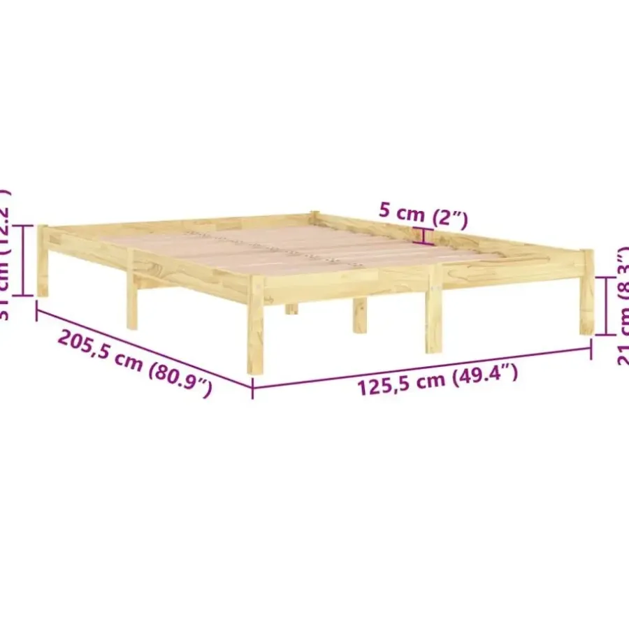 2-Persoons Bedden-vidaXL - Tweepersoonsbedden - Bruin - Grenenhout - 120 x 200 cm
