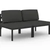 vidaXL - Tweezitsbank - Antraciet - Aluminium