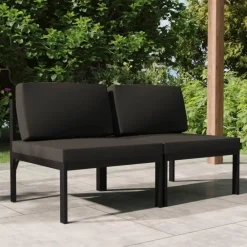 vidaXL - Tweezitsbank - Antraciet - Aluminium