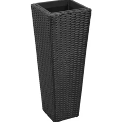 vidaXL - Verhoogde Plantenbak - Zwart - Poly rattan - 3 stuks