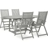 Tuinsets-vidaXL - verstelbaar Tuinset 4-zits grijs massief acaciahout - (150-200)x100 cm