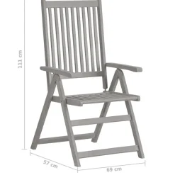 Tuinsets-vidaXL - verstelbaar Tuinset 4-zits grijs massief acaciahout - (150-200)x100 cm