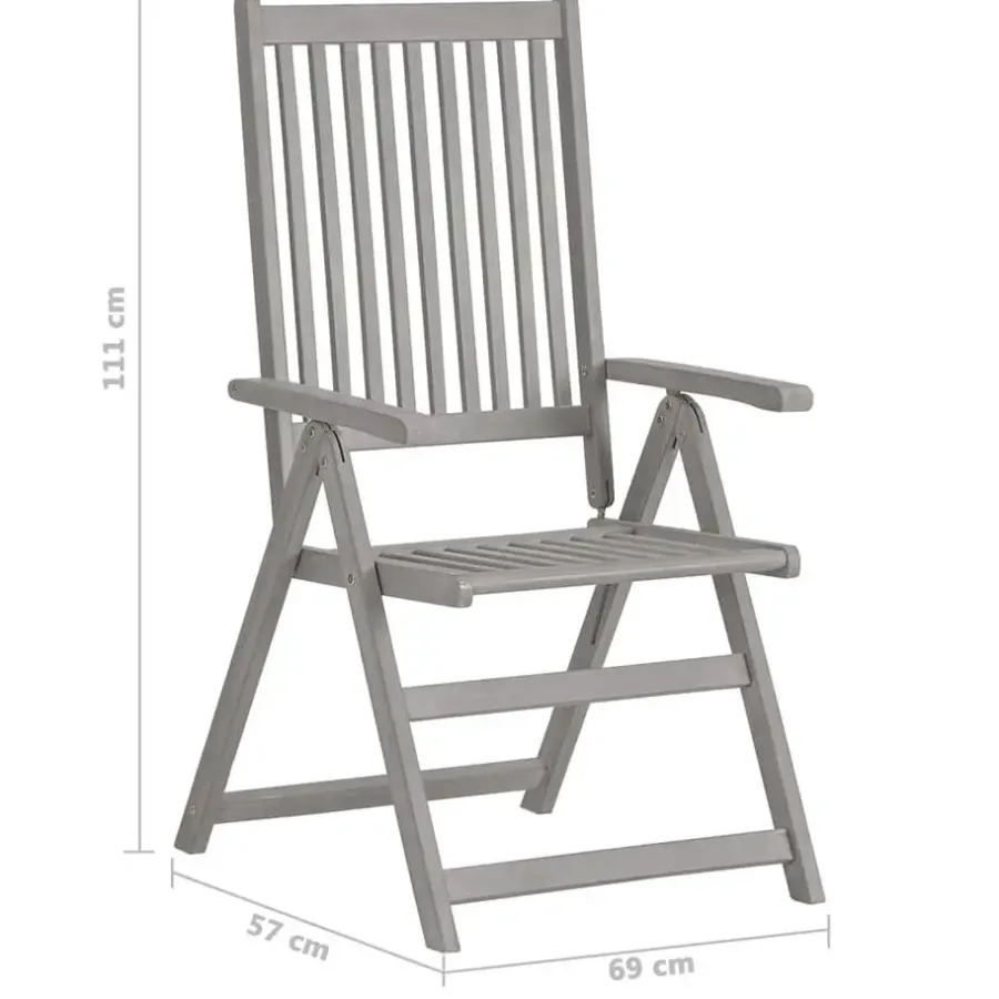 Tuinsets-vidaXL - verstelbaar Tuinset 4-zits grijs massief acaciahout - (150-200)x100 cm