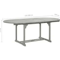 Tuinsets-vidaXL - verstelbaar Tuinset 4-zits grijs massief acaciahout - (150-200)x100 cm
