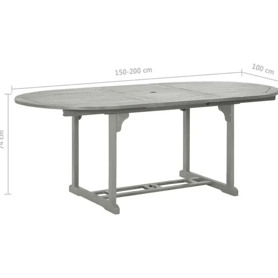 Tuinsets-vidaXL - verstelbaar Tuinset 4-zits grijs massief acaciahout - (150-200)x100 cm