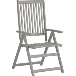 Tuinsets-vidaXL - verstelbaar Tuinset 4-zits grijs massief acaciahout - (150-200)x100 cm
