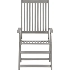 Tuinsets-vidaXL - verstelbaar Tuinset 4-zits grijs massief acaciahout - (150-200)x100 cm