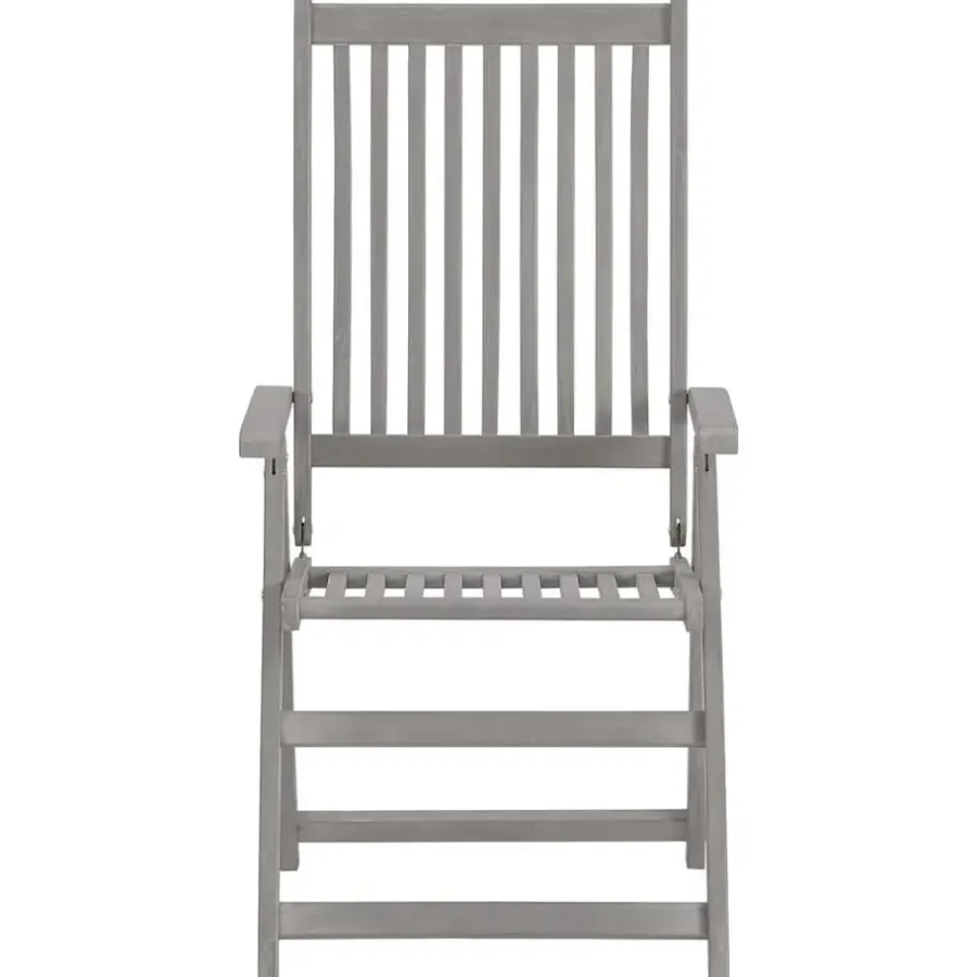 Tuinsets-vidaXL - verstelbaar Tuinset 4-zits grijs massief acaciahout - (150-200)x100 cm