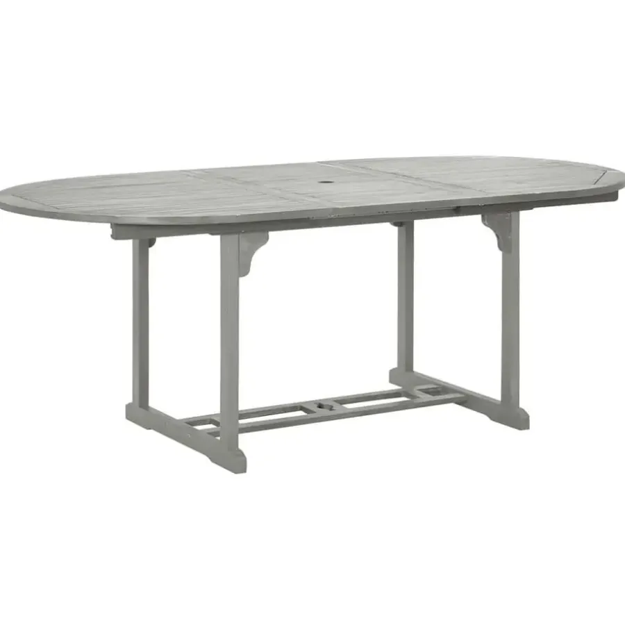 Tuinsets-vidaXL - verstelbaar Tuinset 4-zits grijs massief acaciahout - (150-200)x100 cm