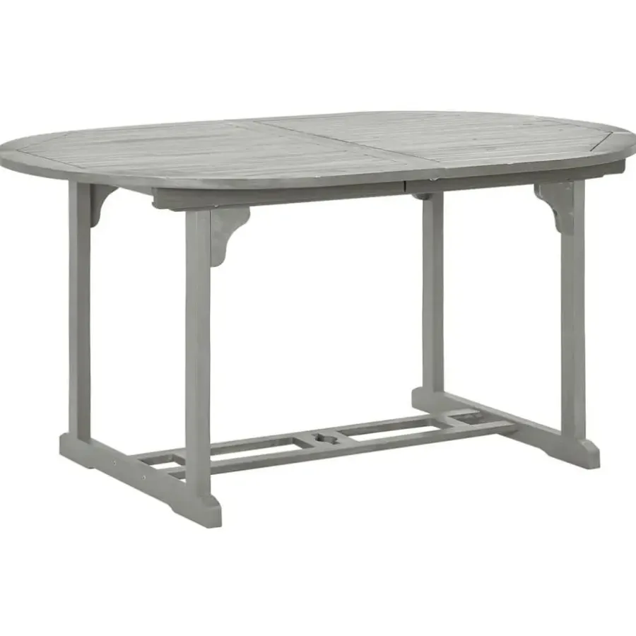 Tuinsets-vidaXL - verstelbaar Tuinset 4-zits grijs massief acaciahout - (150-200)x100 cm