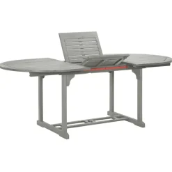 Tuinsets-vidaXL - verstelbaar Tuinset 4-zits grijs massief acaciahout - (150-200)x100 cm