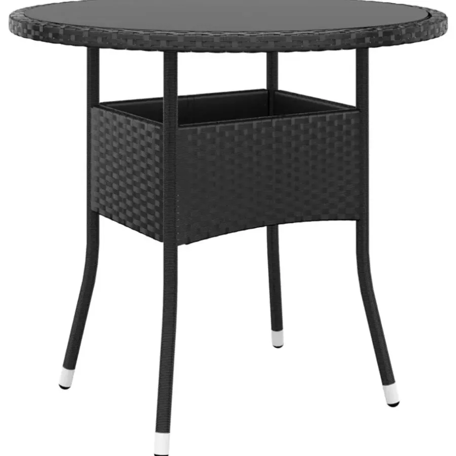 Tuinsets|Tuinsets-vidaXL - Verstelbaar Tuinset met zwart kussens - Poly rattan en bruin - 5 stuks