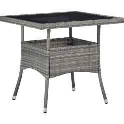 Tuinsets-vidaXL - Verstelbaar Tuinset met grijs kussens - Poly rattan en glas - 5 stuks