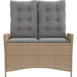 vidaXL - Verstelbare loungebank met grijs kussens - Beige rattan - 104x59x93 cm