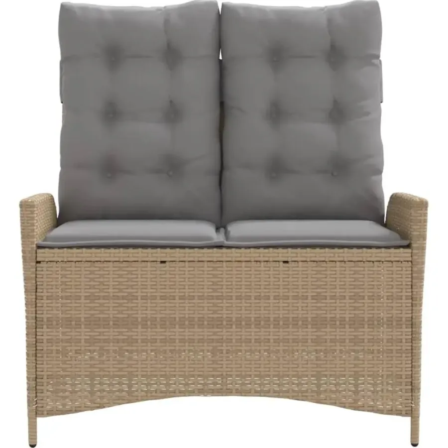 vidaXL - Verstelbare loungebank met grijs kussens - Beige rattan - 104x59x93 cm