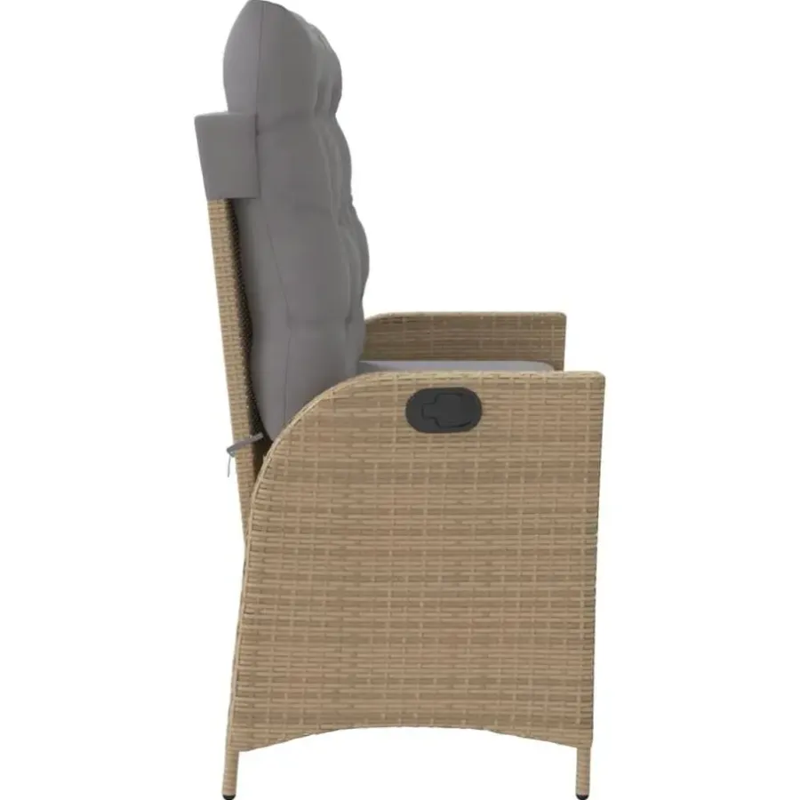 vidaXL - Verstelbare loungebank met grijs kussens - Beige rattan - 104x59x93 cm
