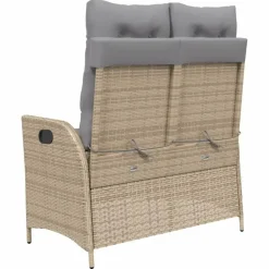 vidaXL - Verstelbare loungebank met grijs kussens - Beige rattan - 104x59x93 cm