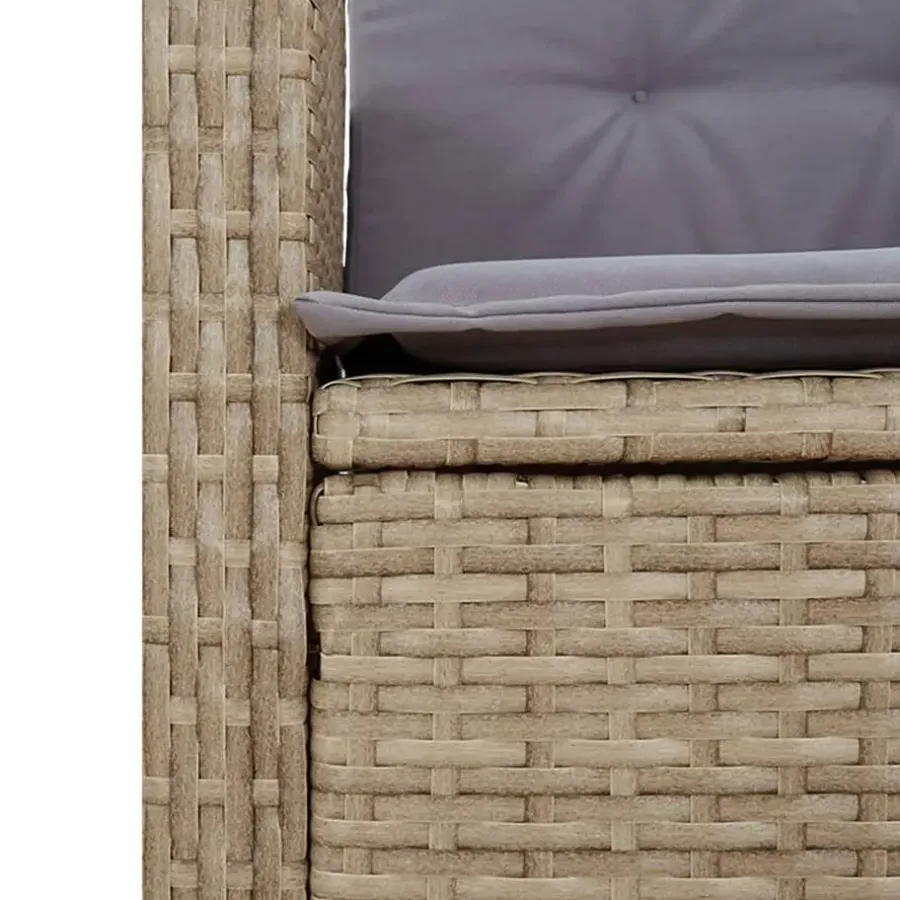vidaXL - Verstelbare loungebank met grijs kussens - Beige rattan - 104x59x93 cm
