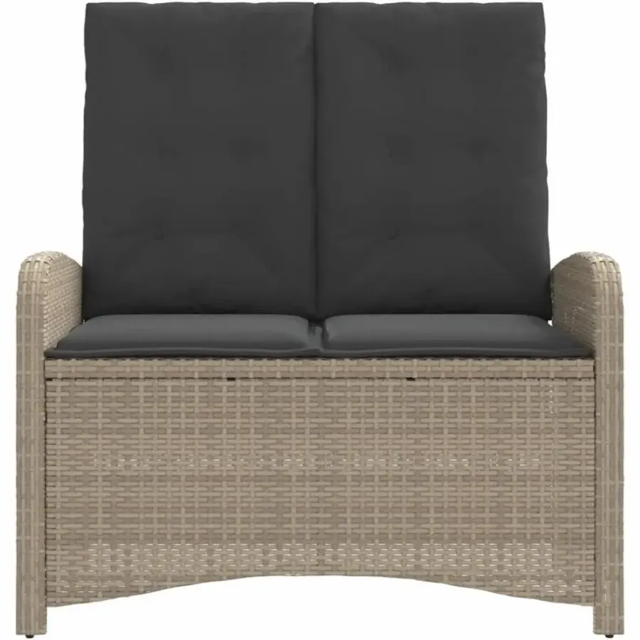 Loungebanken-vidaXL - Verstelbare loungebank met kussens - Lichtgrijs rattan - 105x59x93 cm
