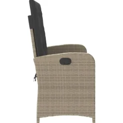 Loungebanken-vidaXL - Verstelbare loungebank met kussens - Lichtgrijs rattan - 105x59x93 cm