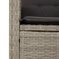 Loungebanken-vidaXL - Verstelbare loungebank met kussens - Lichtgrijs rattan - 105x59x93 cm