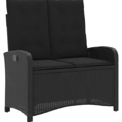 vidaXL - Verstelbare loungebank met kussens - Zwart - Poly rattan - 105x59x93 cm
