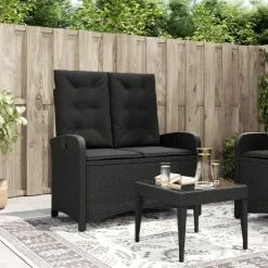 vidaXL - Verstelbare loungebank met kussens - Zwart - Poly rattan - 105x59x93 cm