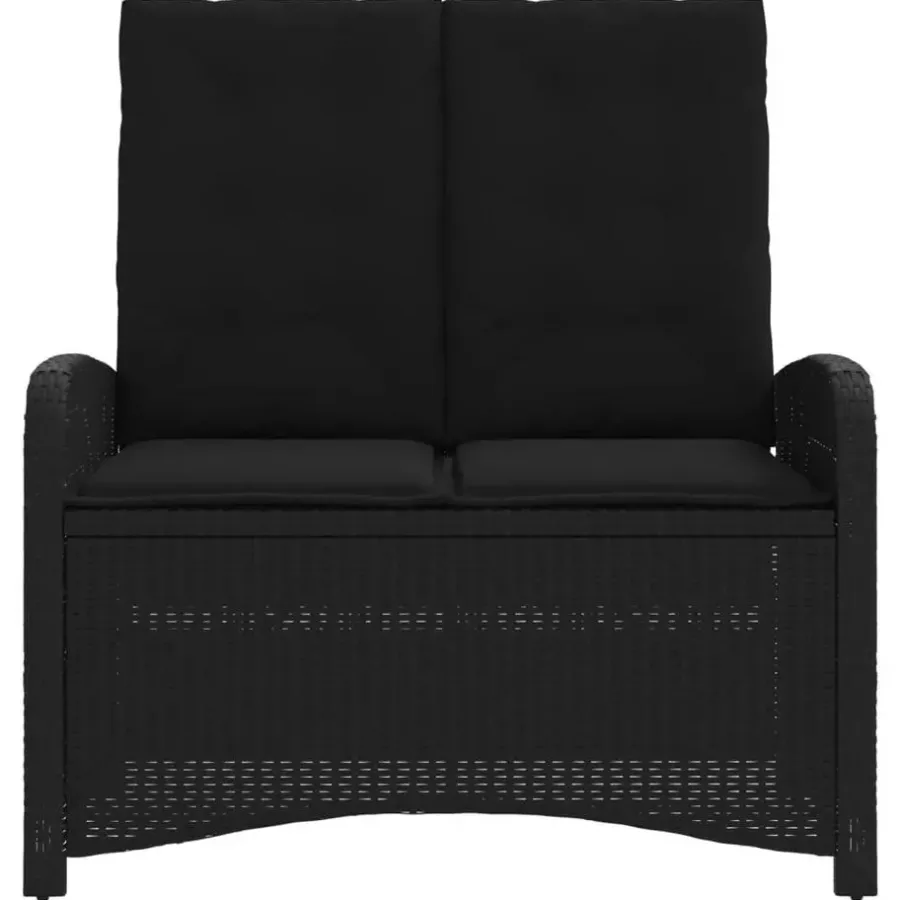 vidaXL - Verstelbare loungebank met kussens - Zwart - Poly rattan - 105x59x93 cm