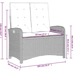 vidaXL - Verstelbare loungebank met kussens - Zwart - Poly rattan - 105x59x93 cm