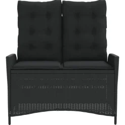 vidaXL - Verstelbare loungebank met kussens - Zwart - Poly rattan - 104x59x93 cm