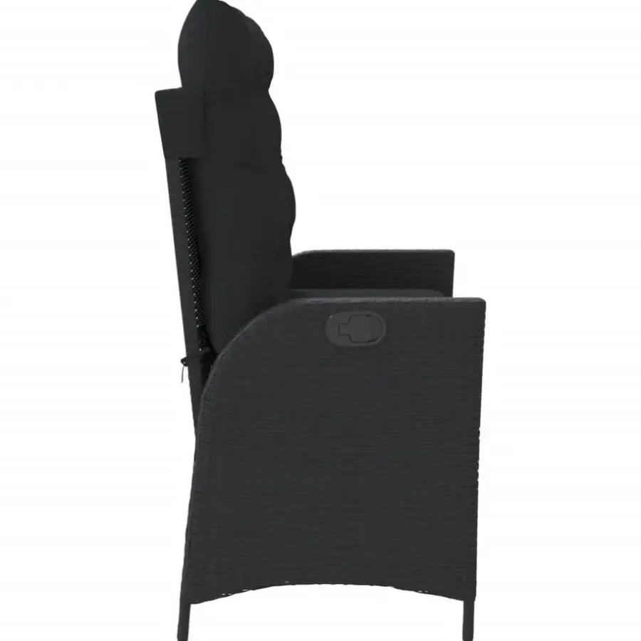 vidaXL - Verstelbare loungebank met kussens - Zwart - Poly rattan - 104x59x93 cm