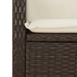 vidaXL - Verstelbare loungebank met crème kussens - Bruin rattan - 105x59x93 cm