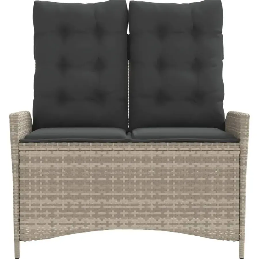 vidaXL - Verstelbare loungebank met kussens - Lichtgrijs rattan - 104x59x93 cm