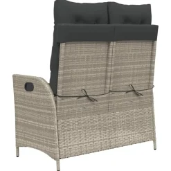 vidaXL - Verstelbare loungebank met kussens - Lichtgrijs rattan - 104x59x93 cm