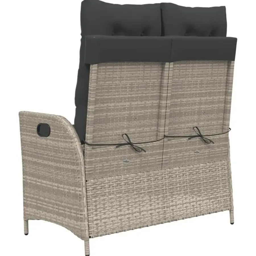 vidaXL - Verstelbare loungebank met kussens - Lichtgrijs rattan - 104x59x93 cm