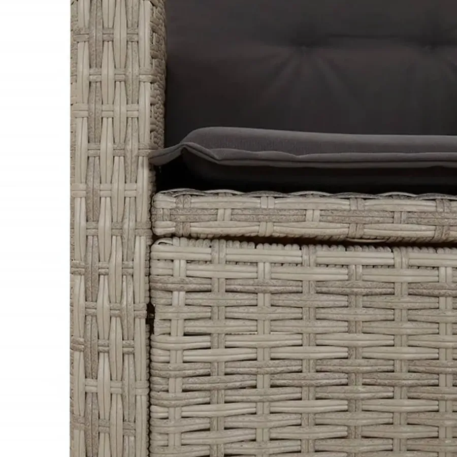 vidaXL - Verstelbare loungebank met kussens - Lichtgrijs rattan - 104x59x93 cm