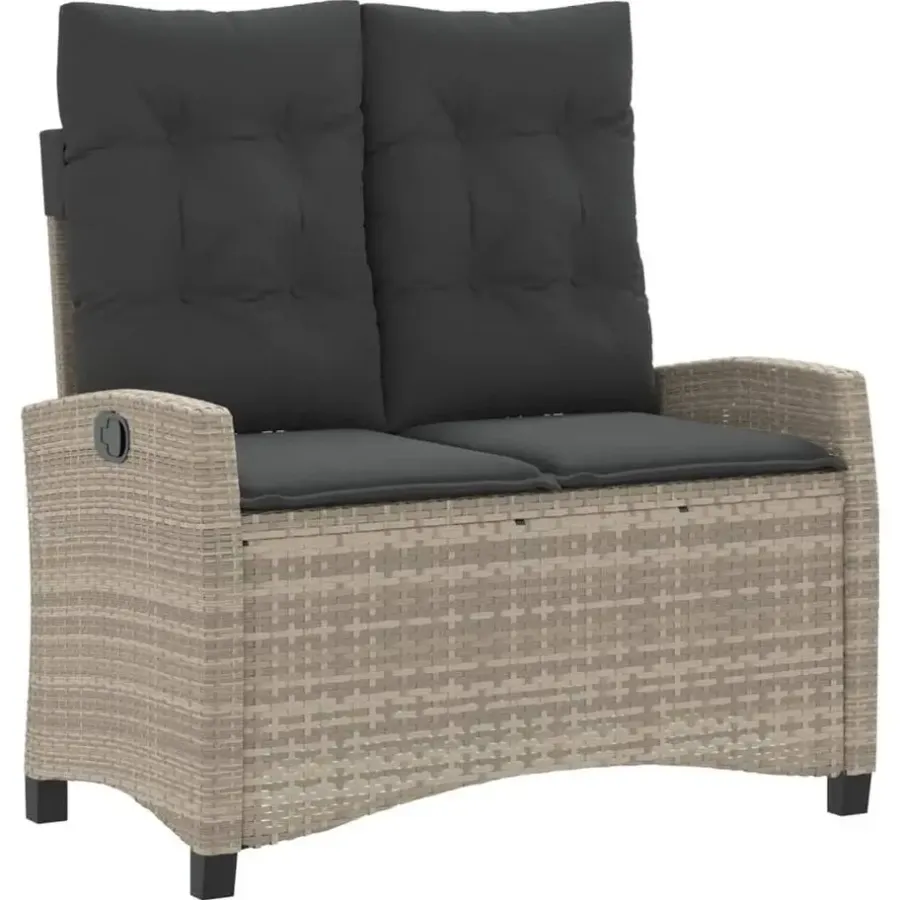 vidaXL - Verstelbare loungebank met kussens - Lichtgrijs rattan - 105x66x93 cm