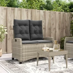vidaXL - Verstelbare loungebank met kussens - Lichtgrijs rattan - 105x66x93 cm