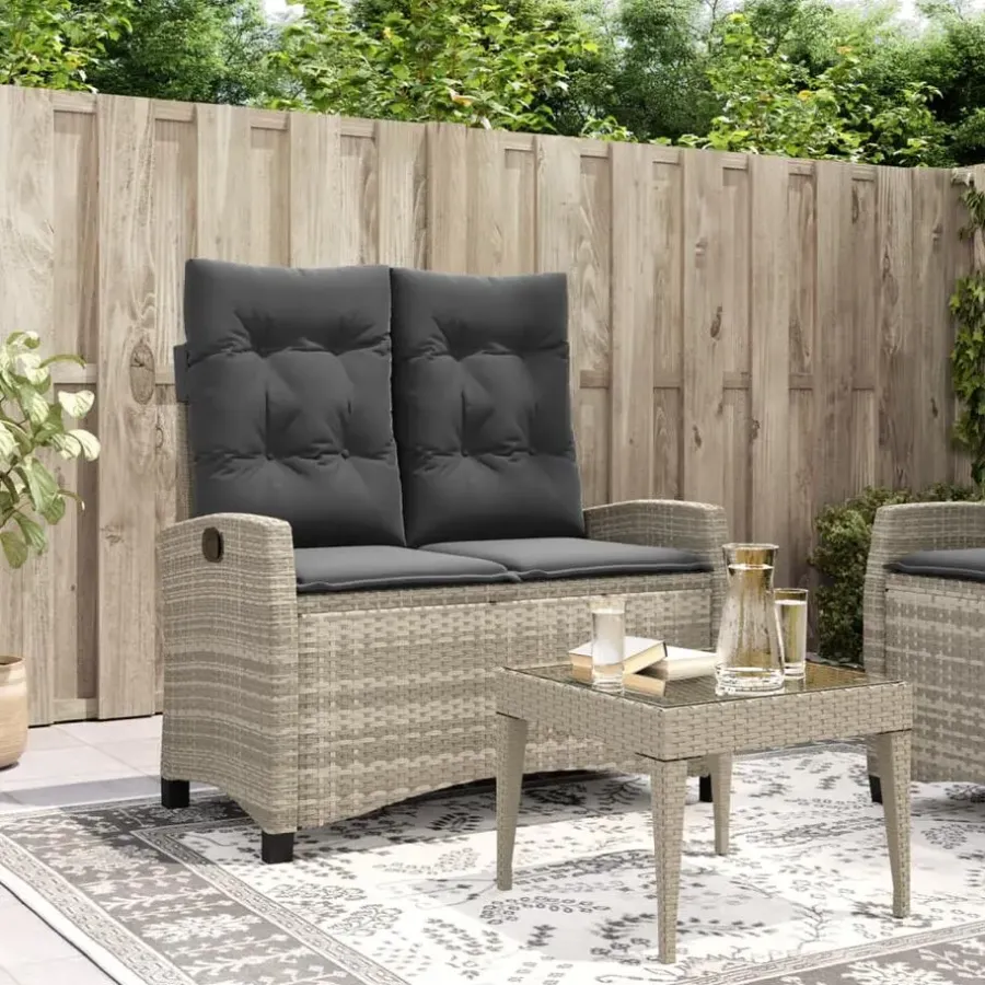 vidaXL - Verstelbare loungebank met kussens - Lichtgrijs rattan - 105x66x93 cm