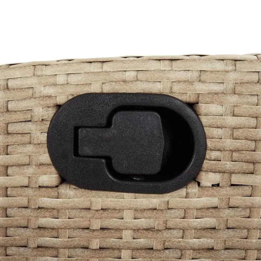 Loungebanken-vidaXL - Verstelbare loungebank met grijs kussens - Beige rattan - 105x66x93 cm