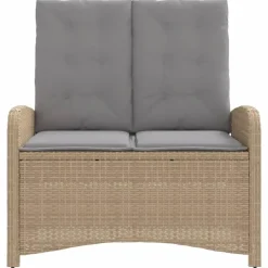 vidaXL - Verstelbare loungebank met grijs kussens - Beige rattan - 105x59x93 cm