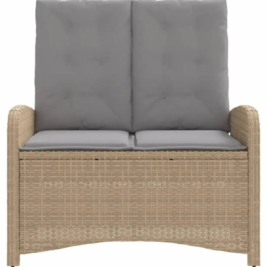 vidaXL - Verstelbare loungebank met grijs kussens - Beige rattan - 105x59x93 cm