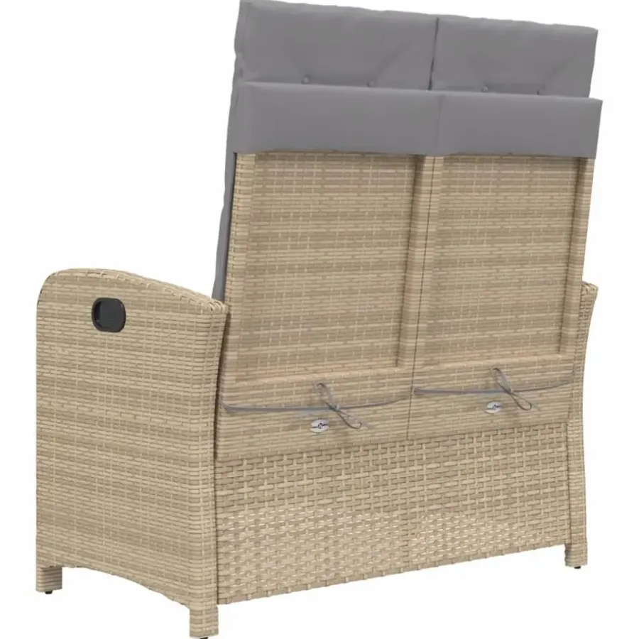 vidaXL - Verstelbare loungebank met grijs kussens - Beige rattan - 105x59x93 cm