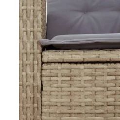 vidaXL - Verstelbare loungebank met grijs kussens - Beige rattan - 105x59x93 cm