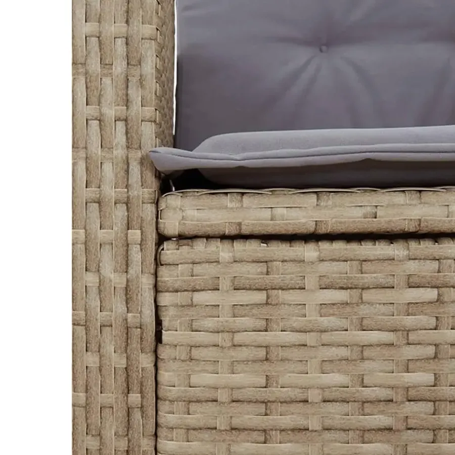vidaXL - Verstelbare loungebank met grijs kussens - Beige rattan - 105x59x93 cm