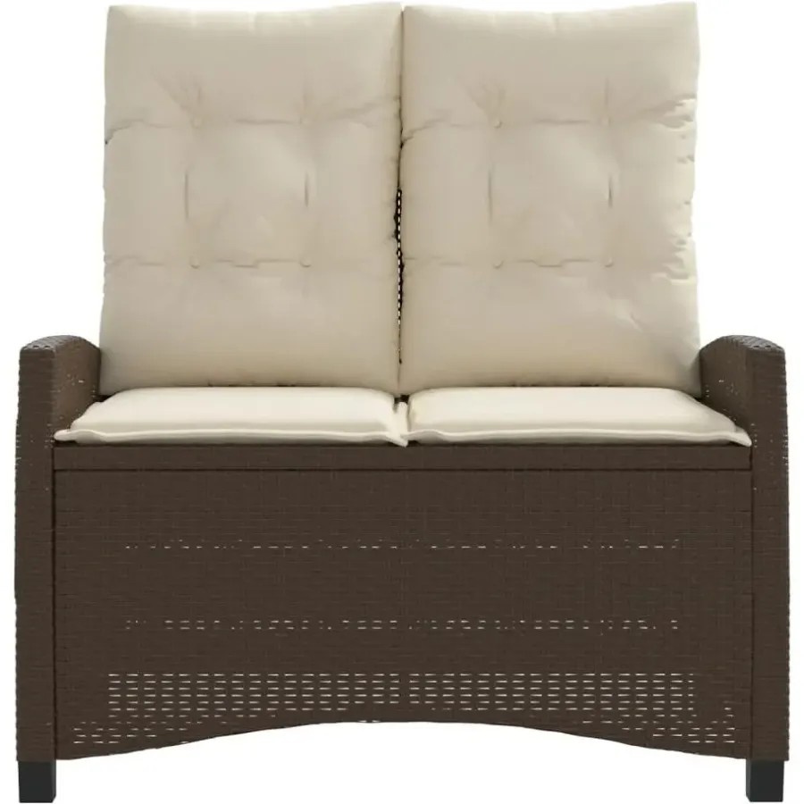 Loungebanken-vidaXL - Verstelbare loungebank met crème kussens - Bruin rattan - 105x66x93 cm